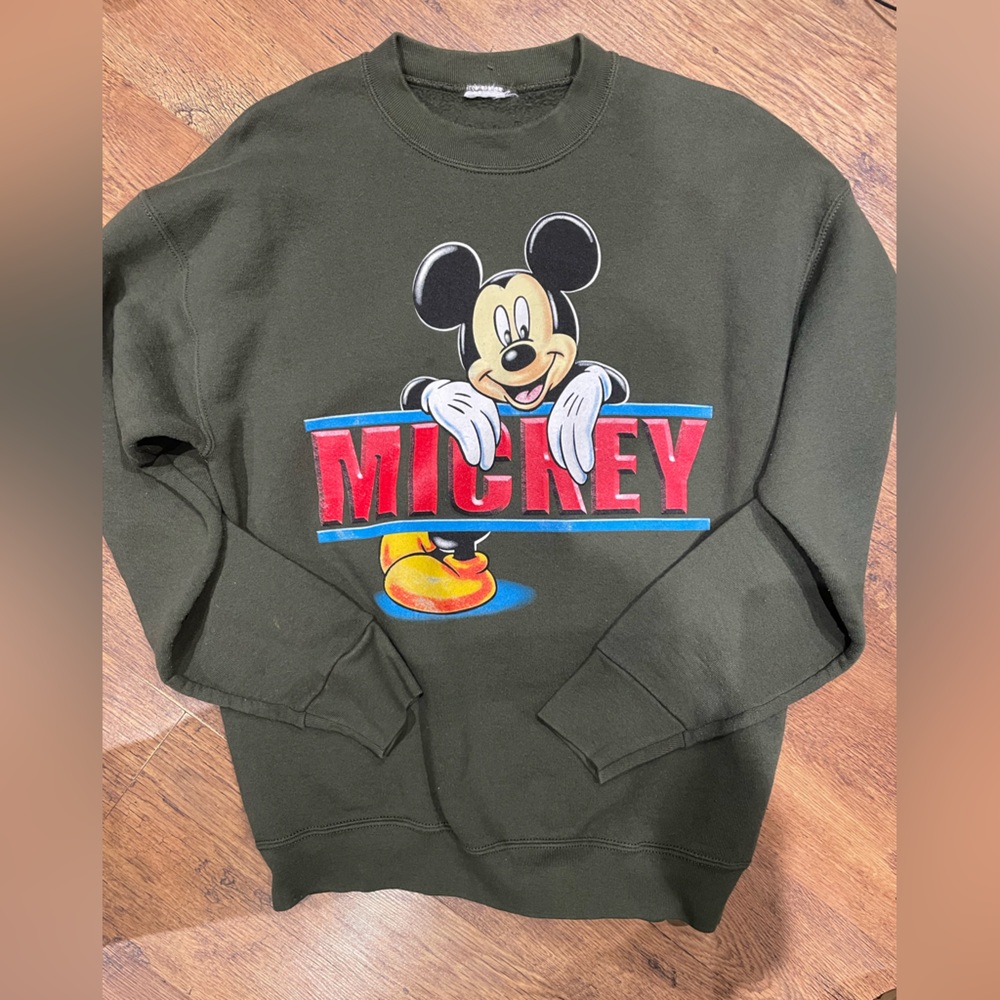 Disney Sweatshirt with Mickey Mouse - Olive Green